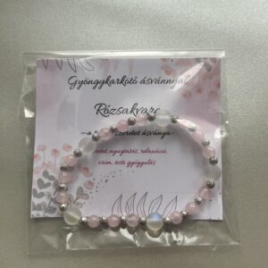 rózsakvarc karkötő piros gyönggyel